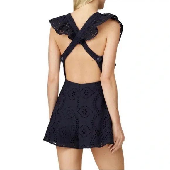 KEEPSAKE THE LABEL NAVY EMBROIDERED EYELET ROMPER - Picture 5 of 10